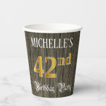 42nd Birthday Party — Faux Gold & Faux Wood Looks