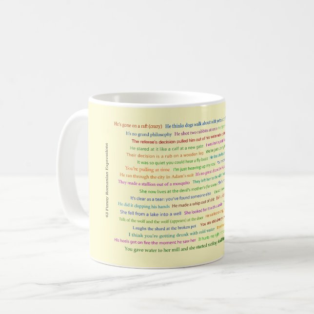 43 Funny Romanian Expressions Conversation Piece  Kaffeetasse (Vorderseite Links)