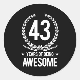 43. Geburtstag (43 Jahre Phantastisch) Runder Aufkleber