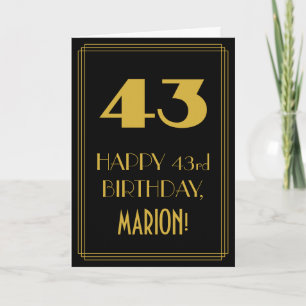 43. Geburtstag - Art Deco Inspiriert Look "43" & N Karte