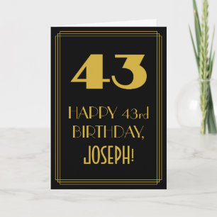 43. Geburtstag ~ Art Deco Inspiriert Look "43" & N Karte