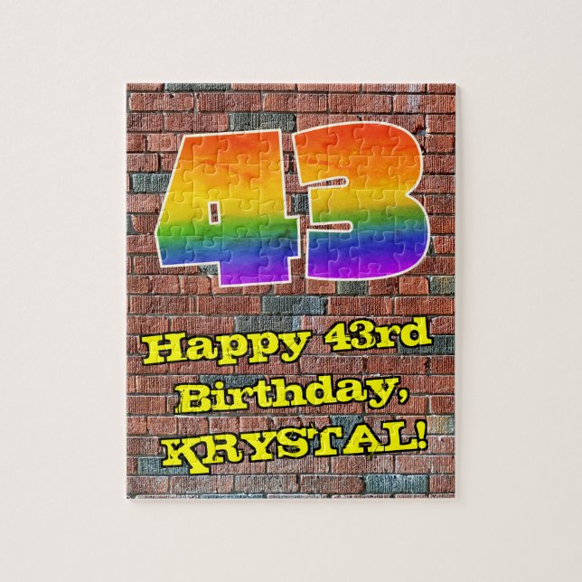 43. Geburtstag: Fun Graffiti-Inspiriert Regenbogen (Vertikal)