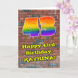 43. Geburtstag: Fun Graffiti-Inspiriert Regenbogen Karte