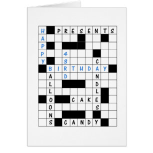 43. Geburtstag, Kreuzworträtsel Puzzle Geburtstags