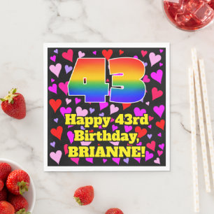 43. Geburtstag: Loving Hearts Pattern, Regenbogen Serviette