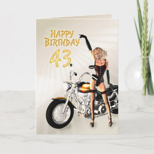 43. Geburtstagskarte mit einem Motorrad Karte
