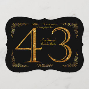 43. Geburtstagsparty 43., Gatsby, Black & Gold Einladung