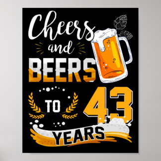 43. Geburtstagsparty Cheers & Biere bis 43 Jahre Poster
