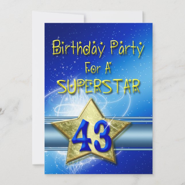 43. Geburtstagsparty Einladung für einen Superstar (Vorderseite)