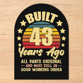 43 Jahre alt Alle Teile Original 43. Geburtstag Acryleinladungen
