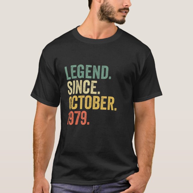 43 Jahre alte Legende seit Oktober 1979 43. Geburt T-Shirt (Vorderseite)