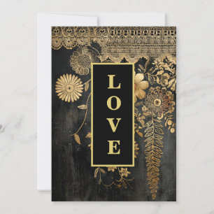 *~ 43 QR UAWG AR26 Gold Lace LIEBE Luxury Wedding Einladung