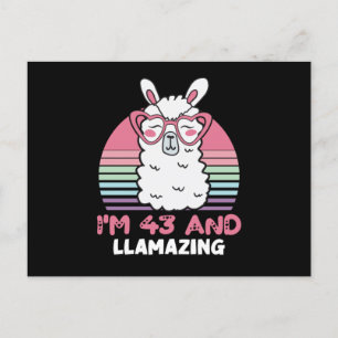 43 Year Old Bday Llamazing 43rd Birthday Llama Postkarte