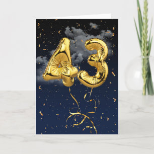 43e Anniversaire Mylar Balloon or et carte Confett