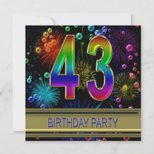 43e fête d'anniversaire Invitation avec bulles