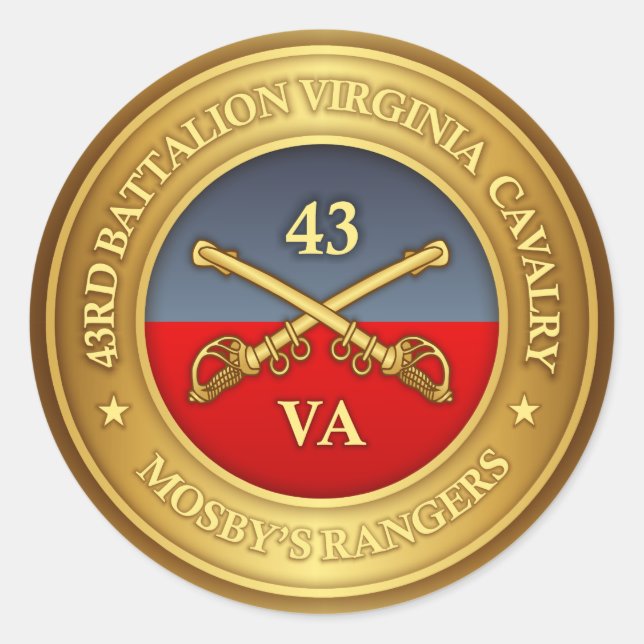 43rd Battalion, Virginia Cavalry (Mosby's Rangers) Runder Aufkleber (Vorderseite)