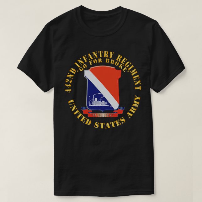442. Infanterie-Regiment DUI Go for Broke X T-Shirt (Design vorne)