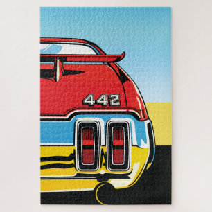 442 Muscle Car Heckschwingen Pop Art Retro Druck