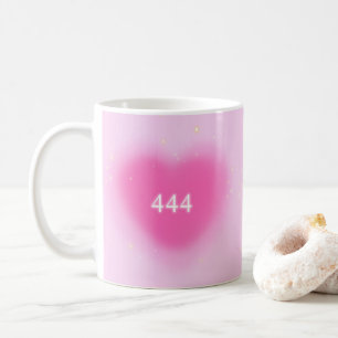 444 Moderne rosa Herzästhesie Engel Number Kaffeetasse