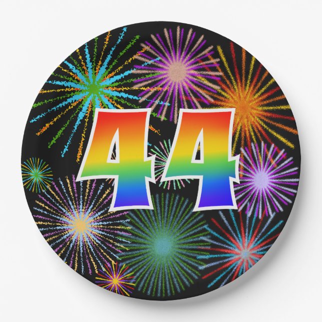 44. Event - Spaß, farbenfroh, kühl, Regenbogen 44 Pappteller (Vorderseite)