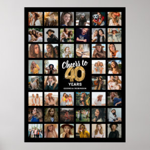44 Fotocollage 40. Geburtstag Poster