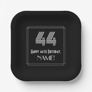 44. Geburtstag — Art Deco Inspiriert Look "44" + N Pappteller
