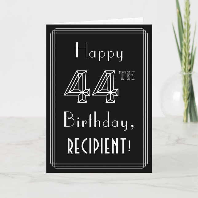 44. Geburtstag: Art Deco Stil # 44 & Individuelle  Karte (Vorderseite)