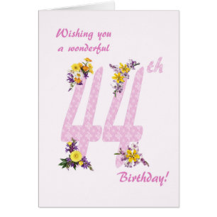 44. Geburtstag Blume Dekorierte Zahlen