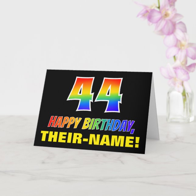 44. Geburtstag: Bold, Fun, Simple, Rainbow 44 Karte (Orchidee)