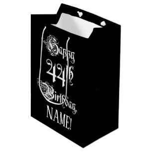 44. Geburtstag: Extravagant, Elegantes Skript + In Mittlere Geschenktüte