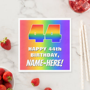 44. Geburtstag: Farbiges, lustiges Regenbogenmuste Serviette