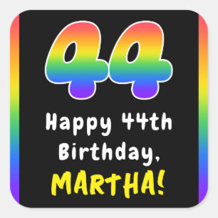 44. Geburtstag: Rainbow Spectrum # 44, Individuell Quadratischer Aufkleber