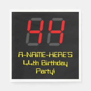 44. Geburtstag: Red Digital Clock Style "44" + Nam Serviette