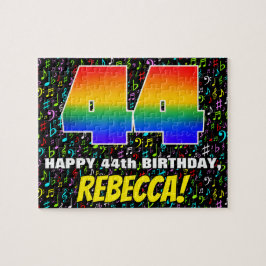 44. Geburtstag — Spaß, bunte Musiksymbole & "44"