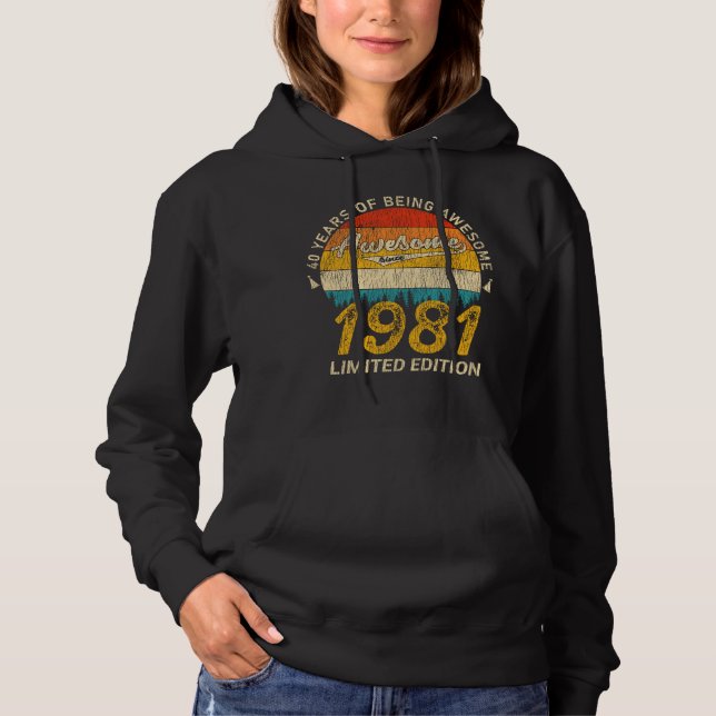 44 Jahre alt 1981 Retro Phantastisch 44. Geburtsta Hoodie (Vorderseite)