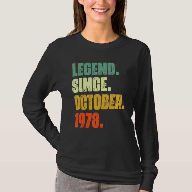 44 Jahre alte Legende seit Oktober 1978 44. Geburt T-Shirt (Vorderseite)
