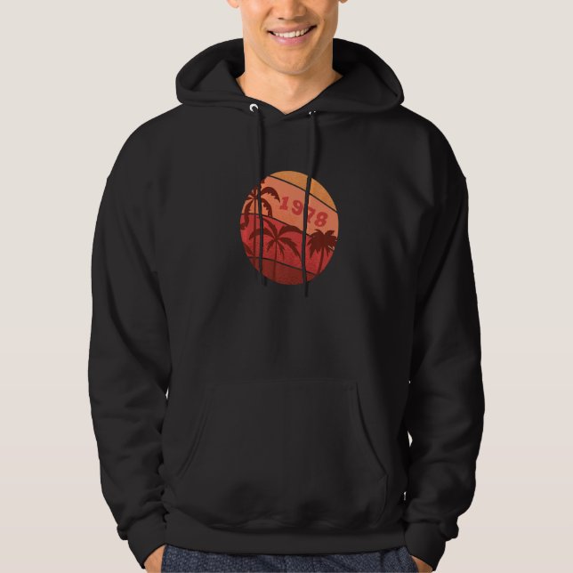 44-jähriges Classic Retro Palm Sunset Birthda Hoodie (Vorderseite)