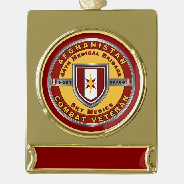 44. Medizinische Brigade Afghanistan Veteran Banner-Ornament Gold (Vorderseite)