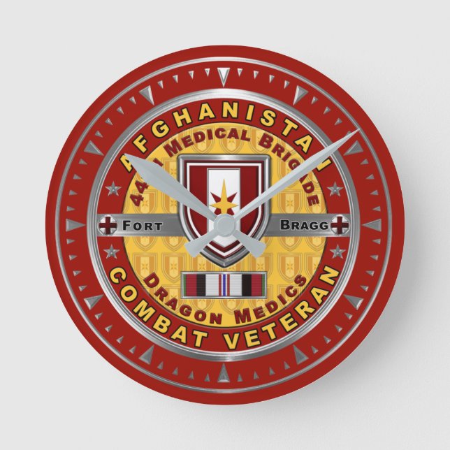 44. Medizinische Brigade Afghanistan Veteran Runde Wanduhr (Vorderseite)