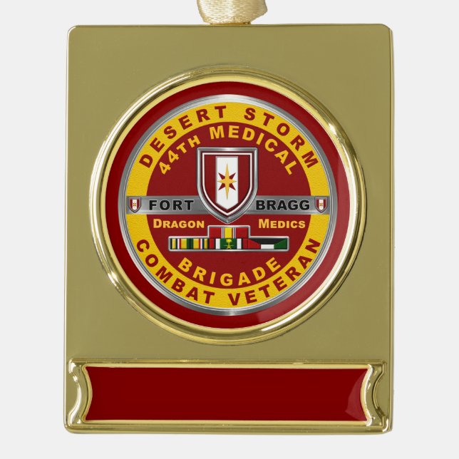 44. Medizinische Brigade Wüste Sturm Veteran Banner-Ornament Gold (Vorderseite)