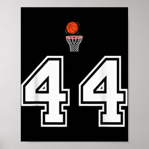 44 Number Basketball Style Vintag White Poster