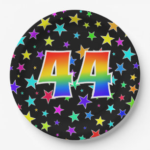 44. Veranstaltung: Fett, Spaß, farbiger Regenboge Pappteller