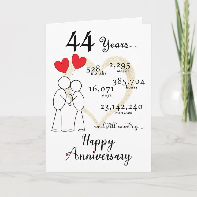 44e anniversaire Mariage Carte avec balloo cardiaq (Devant)