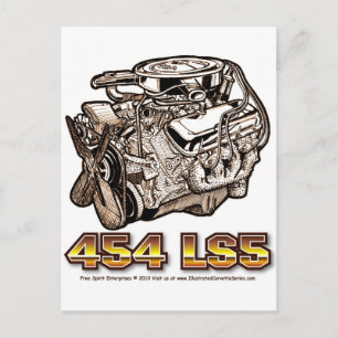 454 LS5 Motor Postkarte