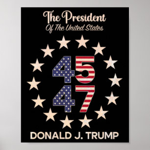 45 47 Donald Trump 2024 American Flag (auf Byck) Poster