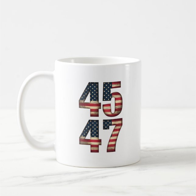 45 47 Donald Trump 2025 US-Flagge Kaffeetasse (Links)