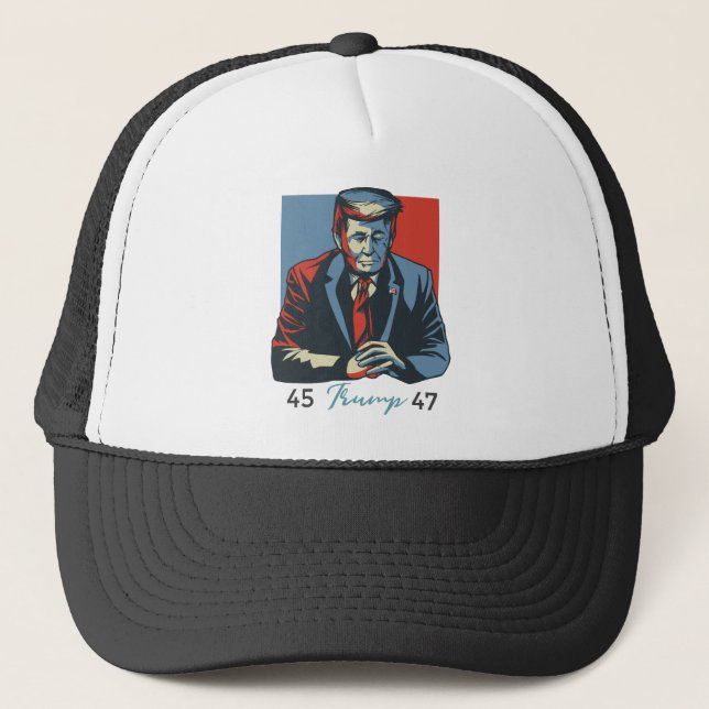45 47 Donald Trump Anguish 2024 Präsident Retro Truckerkappe (Vorderseite)