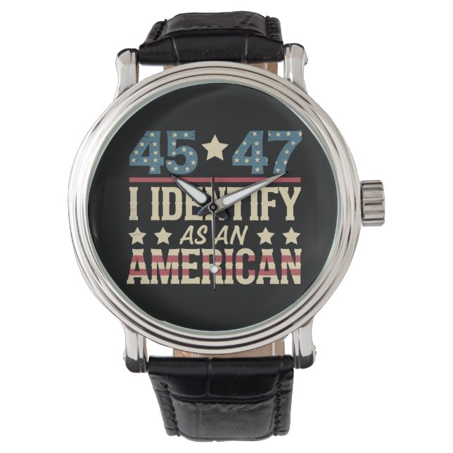 45 47 Ich identifiziere mich als amerikanische Fla Armbanduhr (Vorderseite)