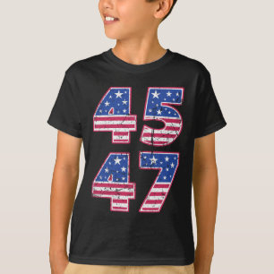 45 47 Patriotischer Präsident Trump zweimal im Leb T-Shirt