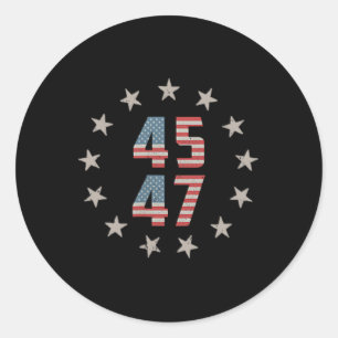 45 47 Präsident Retro Vintage Flagge der USA 2024 Runder Aufkleber